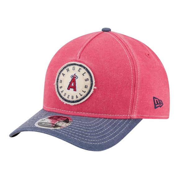 Men's New Era Red/Navy Los Angeles Angels Felt M-Crown 9FORTY Adjustable Hat