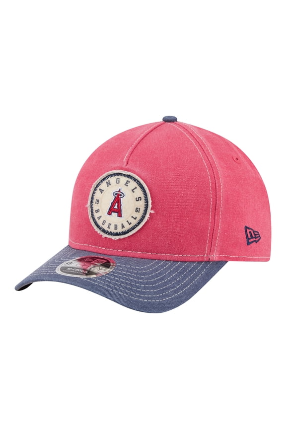 Men's New Era Red/Navy Los Angeles Angels Felt M-Crown 9FORTY Adjustable Hat
