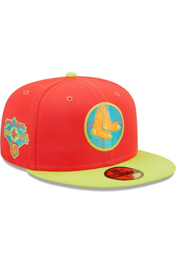Men's New Era Red/Neon Green Boston Red Sox Lava Highlighter Combo 59FIFTY Fitted Hat