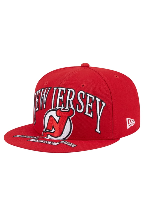 Men's New Era Red New Jersey Devils Oversized Vintage Arch 59Fifty Fitted Hat