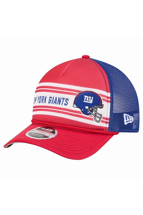 Men's New Era Red New York Giants Linear A-Frame 9FORTY Adjustable Hat