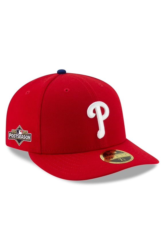 Men's New Era Red Philadelphia Phillies 2025 MLB Postseason Side Patch Low Profile 59FIFTY Fitted Hat
