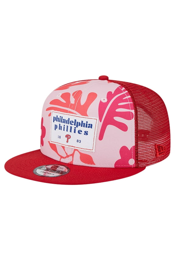 Men's New Era Red Philadelphia Phillies Bikini Bottom Trucker 9FIFTY Snapback Hat