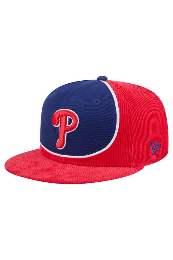 Men's New Era Red/Royal Philadelphia Phillies Retro Split Corduroy Snapback Hat