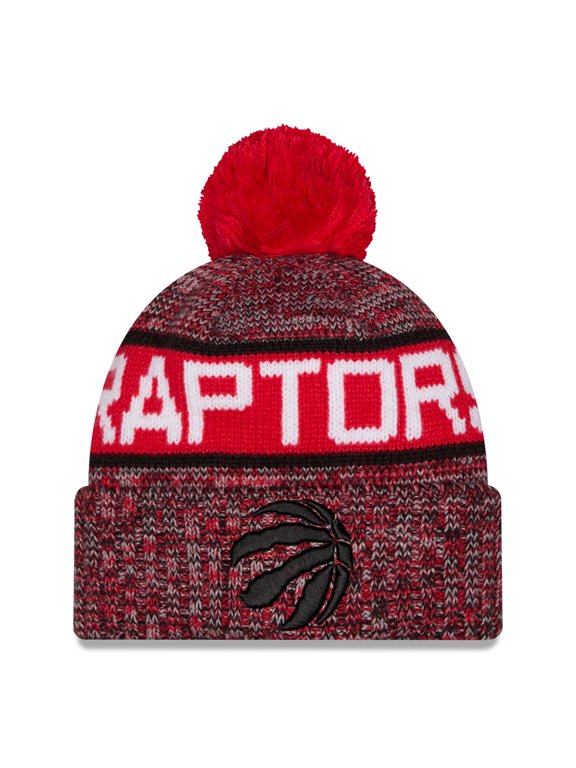 Men's New Era Red Toronto Raptors Tri-Color Cuffed Knit Hat with Pom