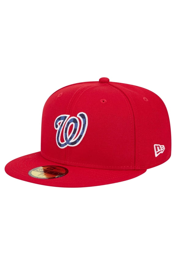 Men's New Era Red Washington Nationals Checkered Undervisor 59FIFTY Fitted Hat