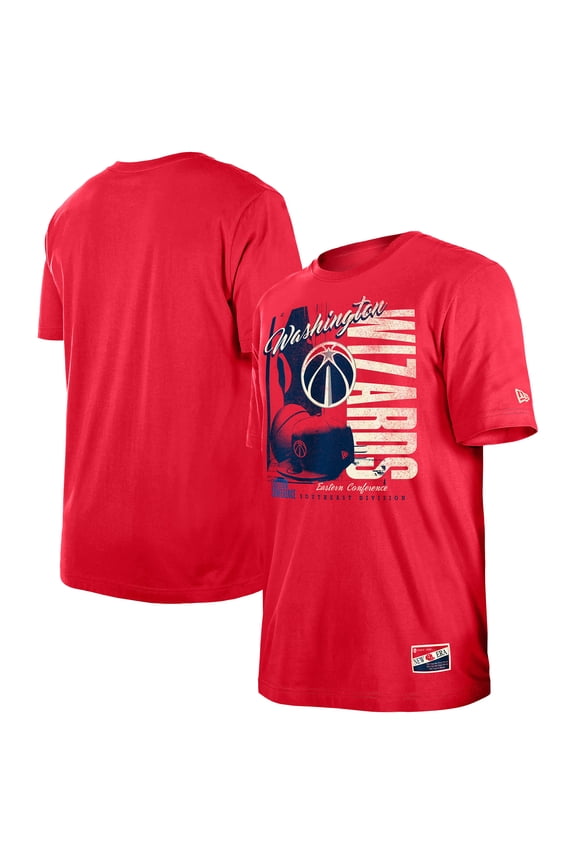 Men's-New Era Red Washington Wizards Distressed Throwback Vintage Color Pack T-Shirt