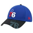 thumbnail image 1 of Men's New Era Royal/Black Philadelphia 76ers Sport Night Visor Hit 39THIRTY Flex Hat, 1 of 6