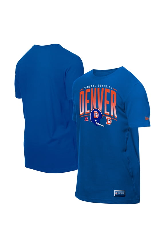 Men's New Era  Royal Denver Broncos Combine Authentic Training Throwback T-Shirt