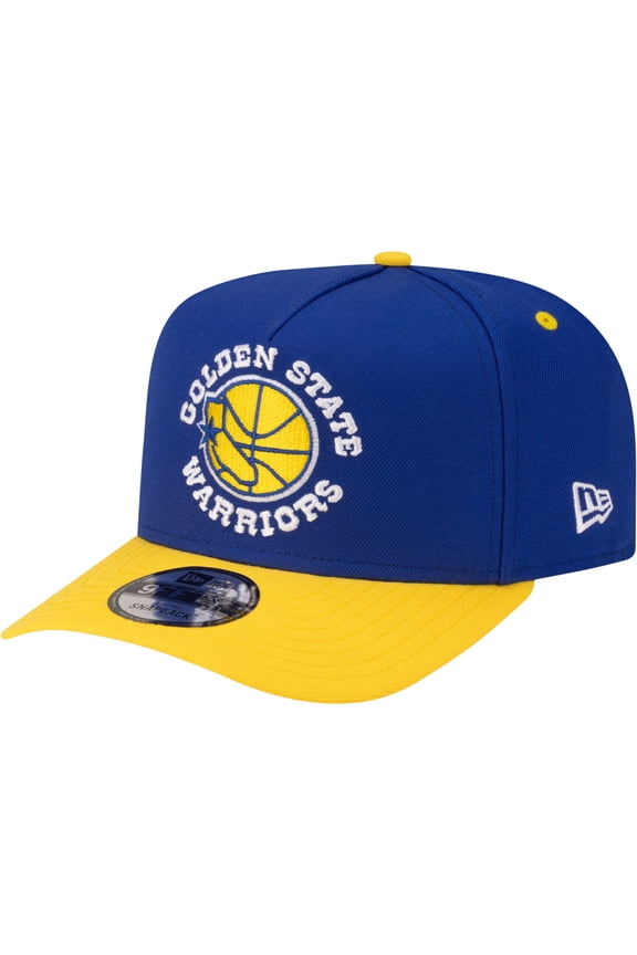 Men's New Era  Royal/Gold Golden State Warriors 80s Throwback A-Frame 9FIFTY Snapback Hat