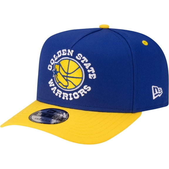 Men's New Era Royal/Gold Golden State Warriors 80s Throwback A-Frame 9FIFTY Snapback Hat