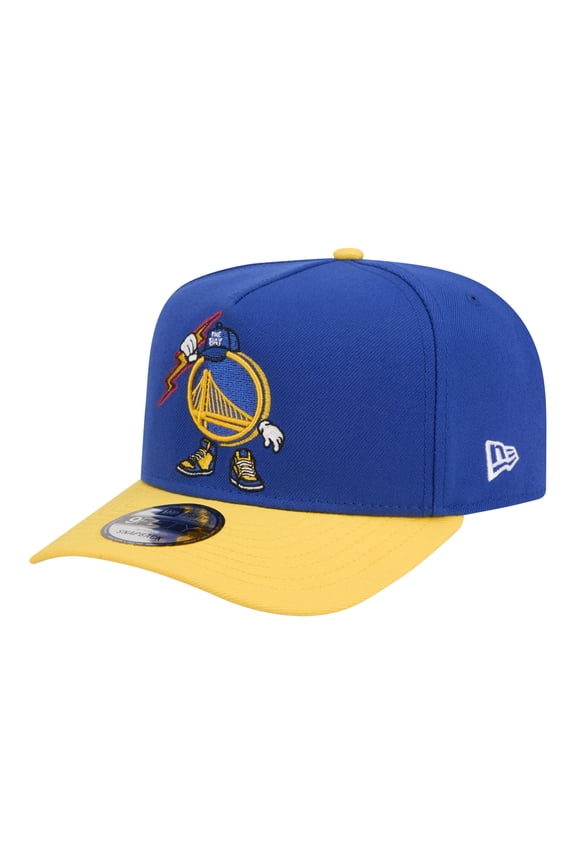 Men's New Era Royal Golden State Warriors Injection Cartoon Logo A-Frame 9FIFTY Adjustable Hat