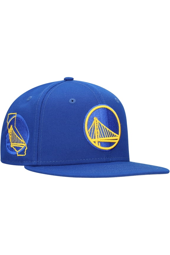 Men's New Era Royal Golden State Warriors Injection State Outline 9FIFTY Snapback Hat