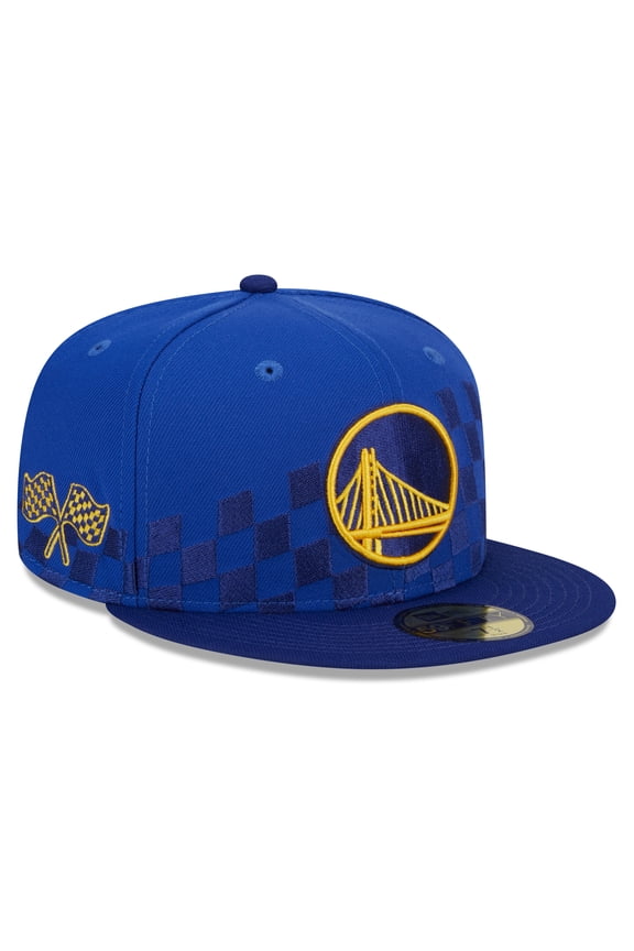 Men's New Era Royal Golden State Warriors  Rally Drive Checkerboard 59FIFTY Crown Fitted Hat