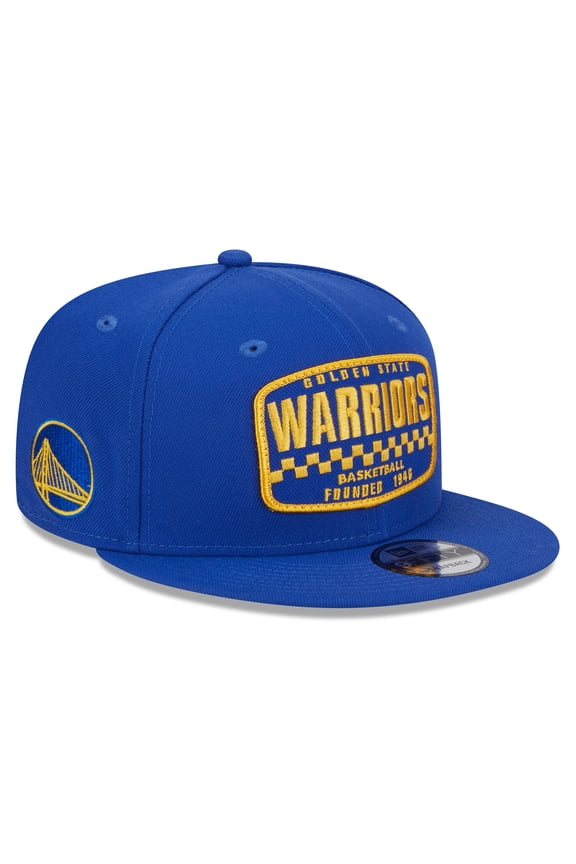 Men's New Era Royal Golden State Warriors  Rally Drive Finish Line Patch 9FIFTY Snapback Hat