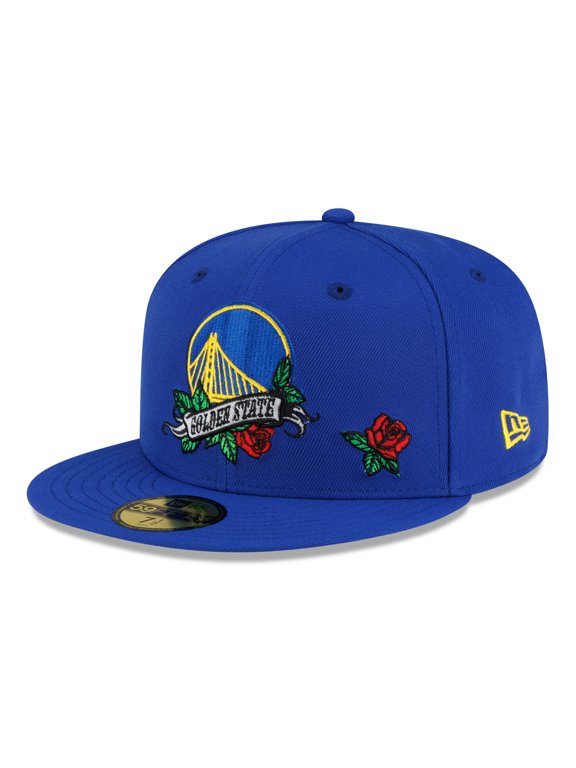 Men's New Era Royal Golden State Warriors Rose Banner 59FIFTY Fitted Hat