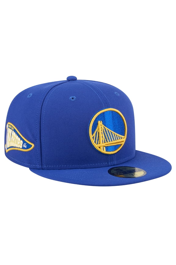 Men's New Era Royal Golden State Warriors Throwback Pennant 59FIFTY Fitted Hat