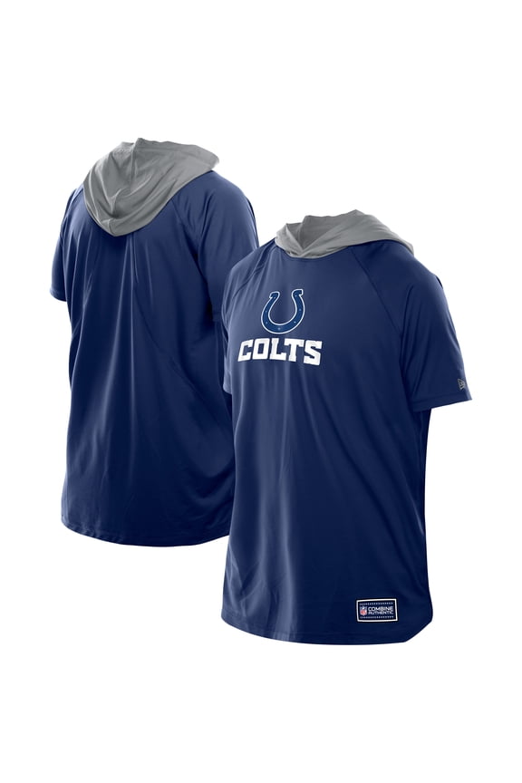 Men's New Era Royal Indianapolis Colts Combine Authentic Hooded Raglan Short-Sleeve T-Shirt