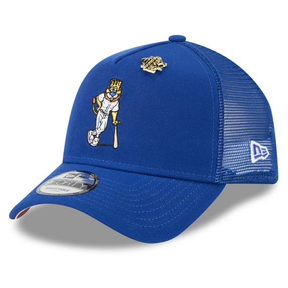 Men's New Era Royal Kansas City Royals 2025 Big League Chew A-Frame 9FORTY Adjustable Trucker Hat