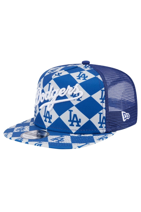 Men's New Era Royal Los Angeles Dodgers Seeing Diamonds A-Frame Trucker 9FIFTY Snapback Hat