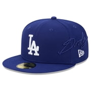 Mens New Era Royal Los Angeles Dodgers Side Script 59FIFTY Fitted Hat
