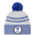 thumbnail image 1 of Men's New Era Royal Los Angeles Rams 2022 Sideline Historic Cuffed Pom Knit Hat, 1 of 2
