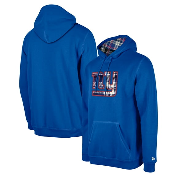 Men's New Era Royal New York Giants 3rd Down Plaid Pullover Hoodie
