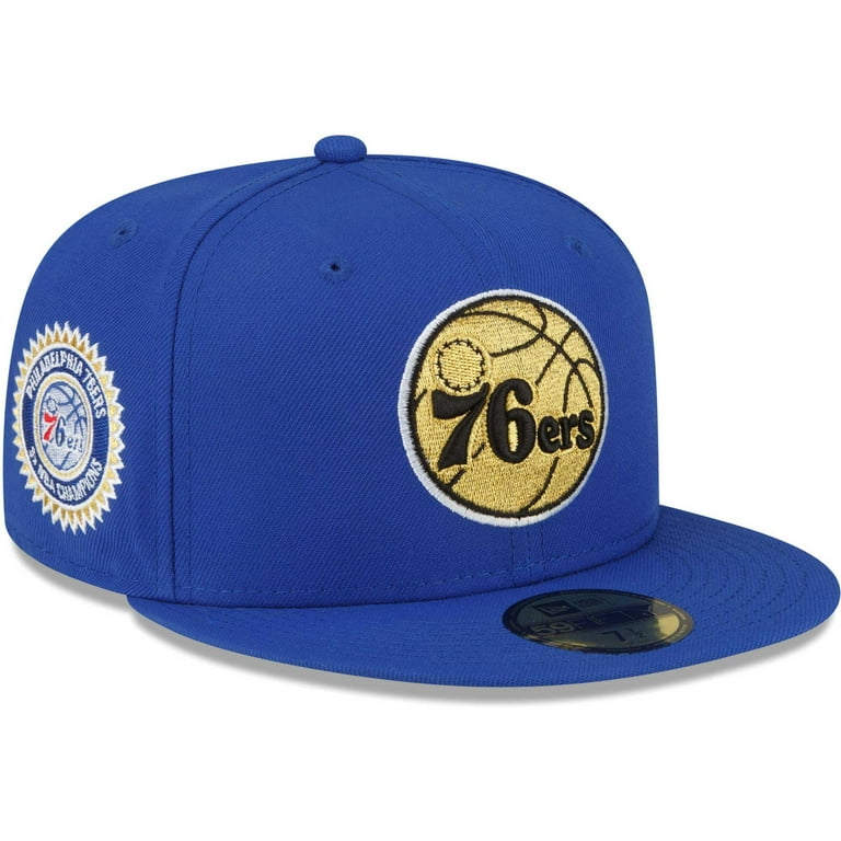 Men s New Era Royal Philadelphia 76ers 3x NBA Champions Metallic Undervisor 59FIFTY Fitted Hat Walmart