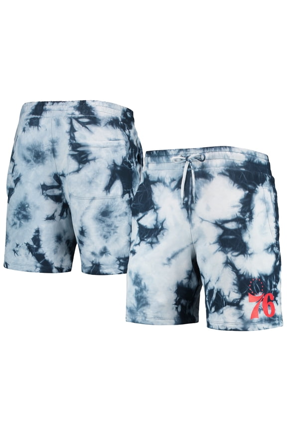 Men's New Era Royal Philadelphia 76ers Fleece Tie-Dye Shorts