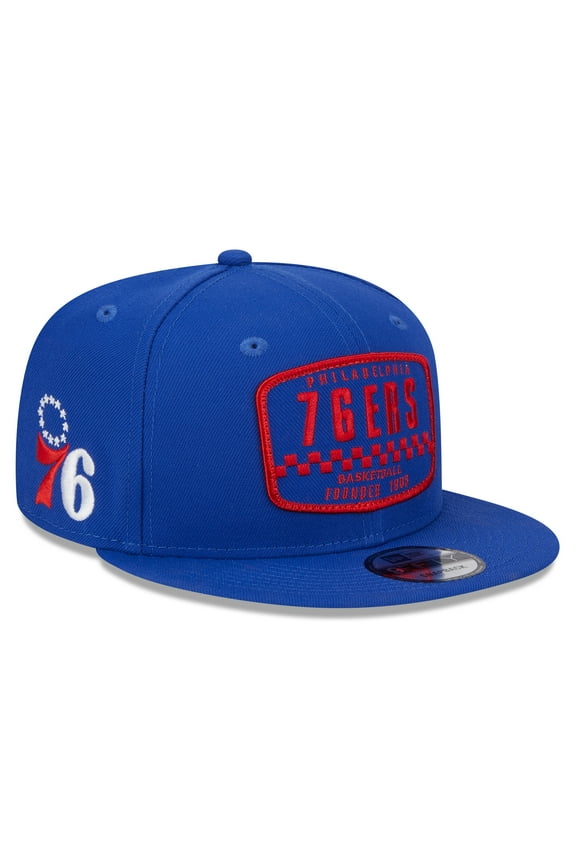 Men's New Era Royal Philadelphia 76ers  Rally Drive Finish Line Patch 9FIFTY Snapback Hat