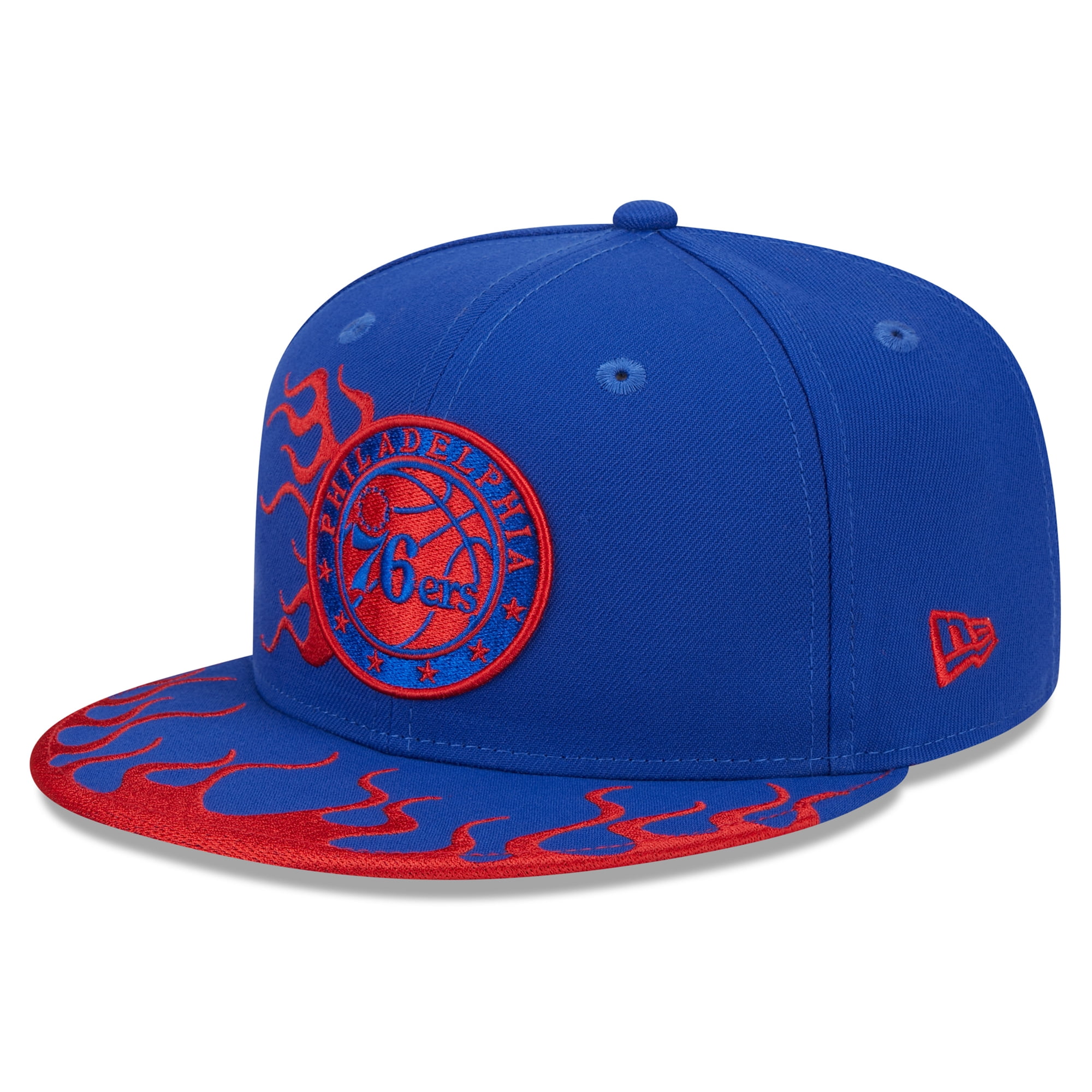 Men's New Era Royal Philadelphia 76ers Rally Drive Flames 9FIFTY Snapback Hat