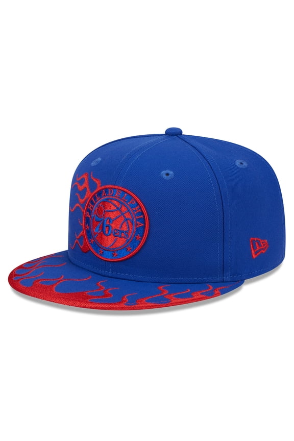 Men's New Era Royal Philadelphia 76ers  Rally Drive Flames 9FIFTY Snapback Hat