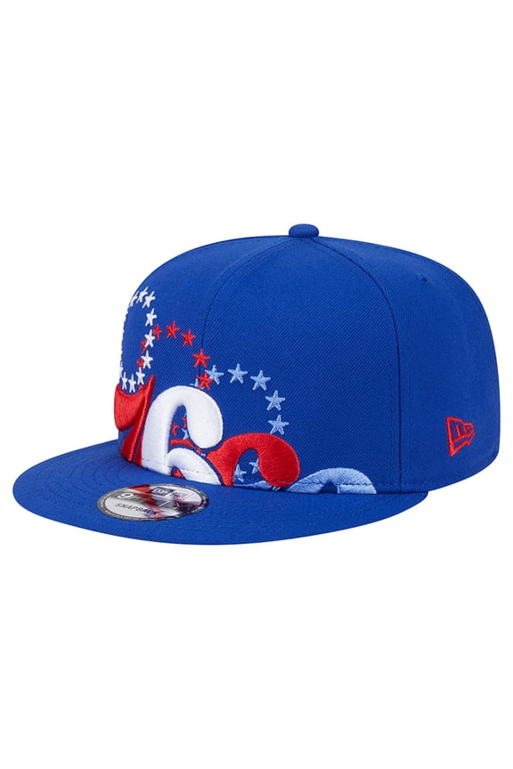 Men's New Era Royal Philadelphia 76ers Sport Night Team Shadow 9FIFTY Snapback Hat