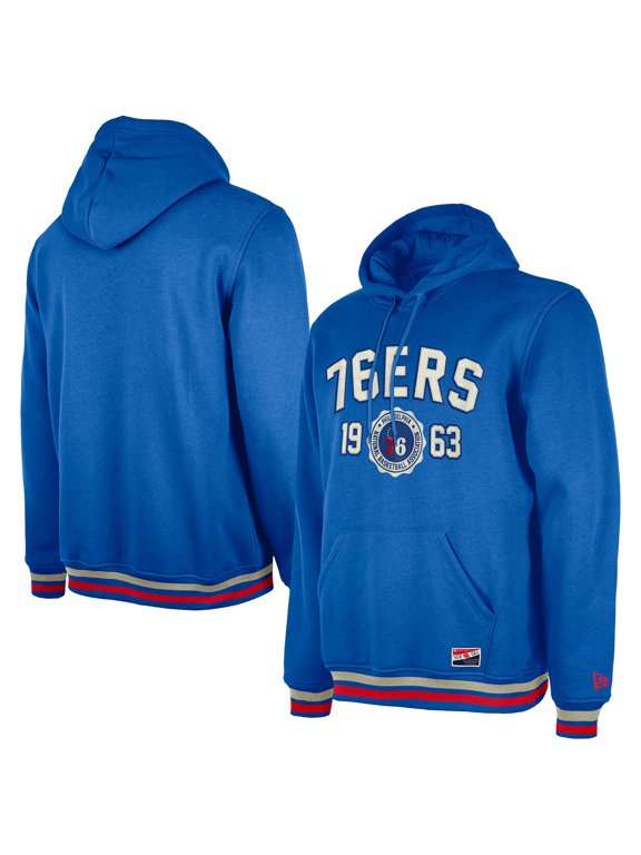 Men's New Era Royal Philadelphia 76ers Throwback Vintage Pullover Hoodie