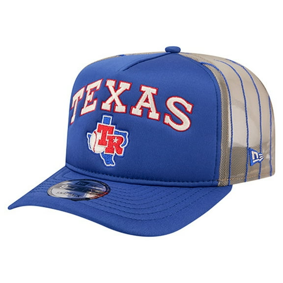 Men's New Era Royal Texas Rangers Vintage Arched Foam Front 9FIFTY A-Frame Adjustable Trucker Hat