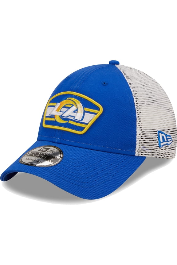 Men's New Era Royal/White Los Angeles Rams Logo Patch Trucker 9FORTY Snapback Hat
