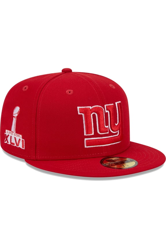 Men's New Era Scarlet New York Giants Super Bowl XLVI Main Patch 59FIFTY Fitted Hat