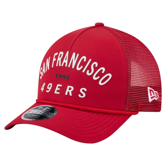 Men's-New Era Scarlet San Francisco 49ers Active Minimalist M-Crown A-Frame 9FORTY Adjustable Hat
