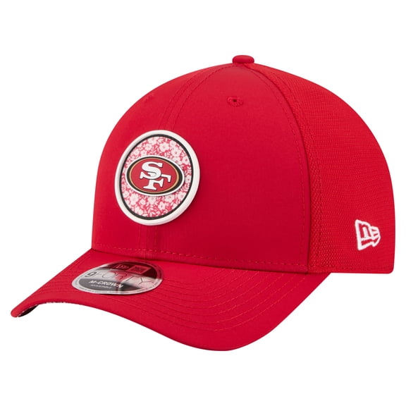 Men's New Era Scarlet San Francisco 49ers Floral 9FORTY M-Crown Trucker Adjustable Hat