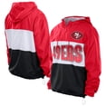 thumbnail image 1 of Men's New Era Scarlet San Francisco 49ers Ripstop Quarter-Zip Hooded Windbreaker, 1 of 5