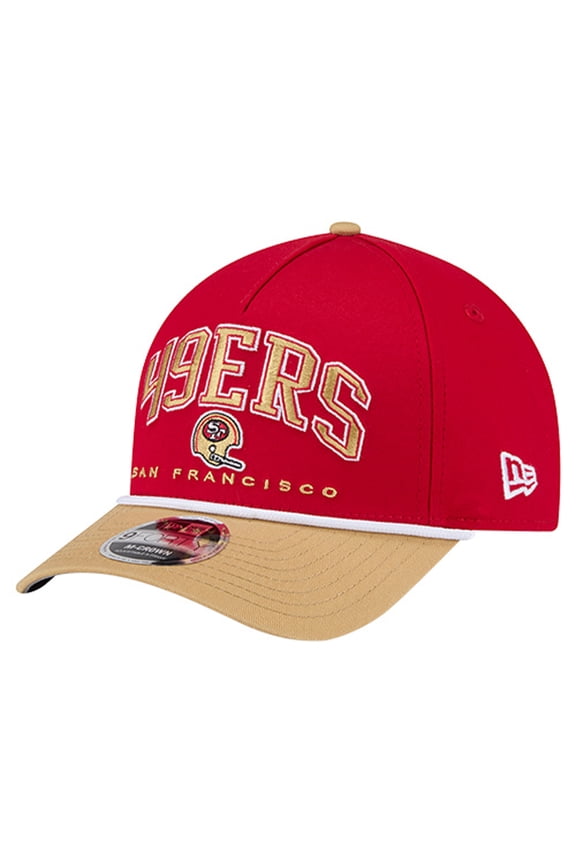 Men's New Era Scarlet San Francisco 49ers Throwback Arch COOLERA 9FORTY A-Frame M-Crown Adjustable Hat