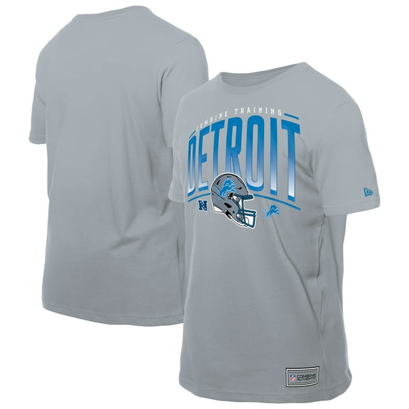 Men's New Era Silver Detroit Lions Combine Authentic Helmet T-Shirt
