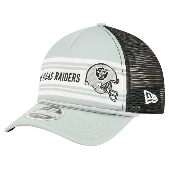Men's New Era  Silver Las Vegas Raiders  Linear A-Frame 9FORTY Adjustable Hat