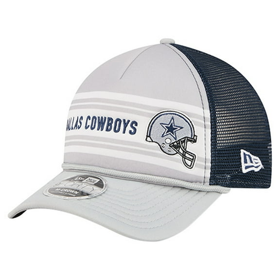Men's New Era Silver/Navy Dallas Cowboys Linear A-Frame 9FORTY Adjustable Hat