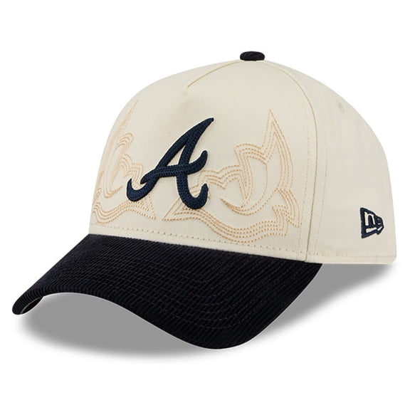 Men's New Era Stone Atlanta Braves Western Stitch 9FORTY A-Frame Adjustable Hat