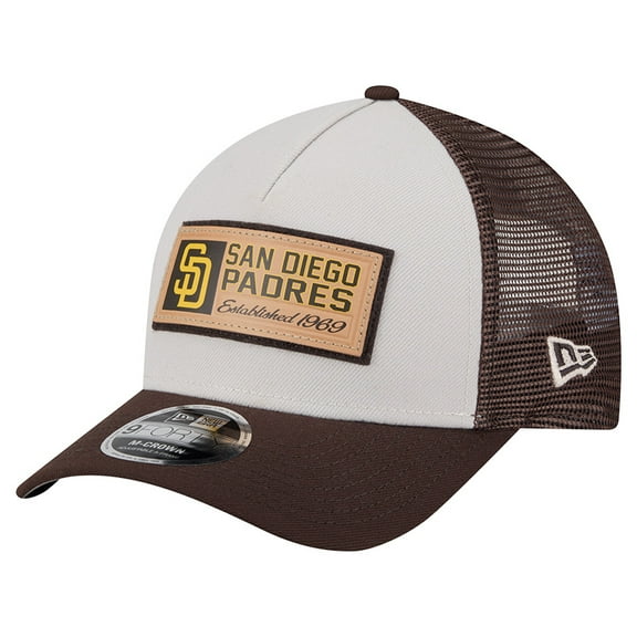 Men's New Era Stone/Brown San Diego Padres Text A-Frame Trucker 9FORTY Hat
