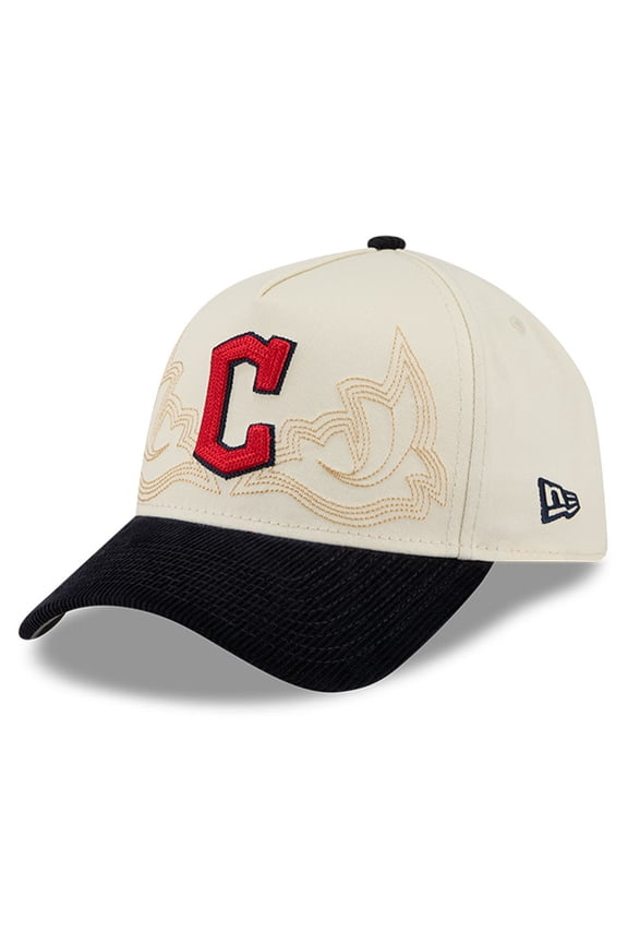 Men's New Era Stone Cleveland Guardians Western Stitch 9FORTY A-Frame Adjustable Hat
