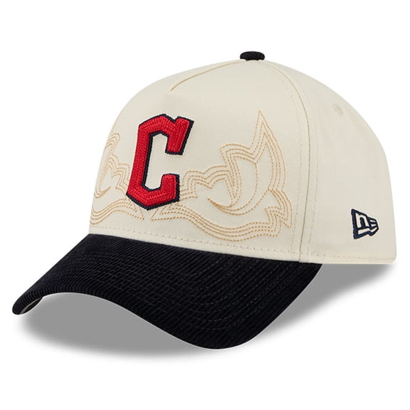 Men's New Era Stone Cleveland Guardians Western Stitch 9FORTY A-Frame Adjustable Hat