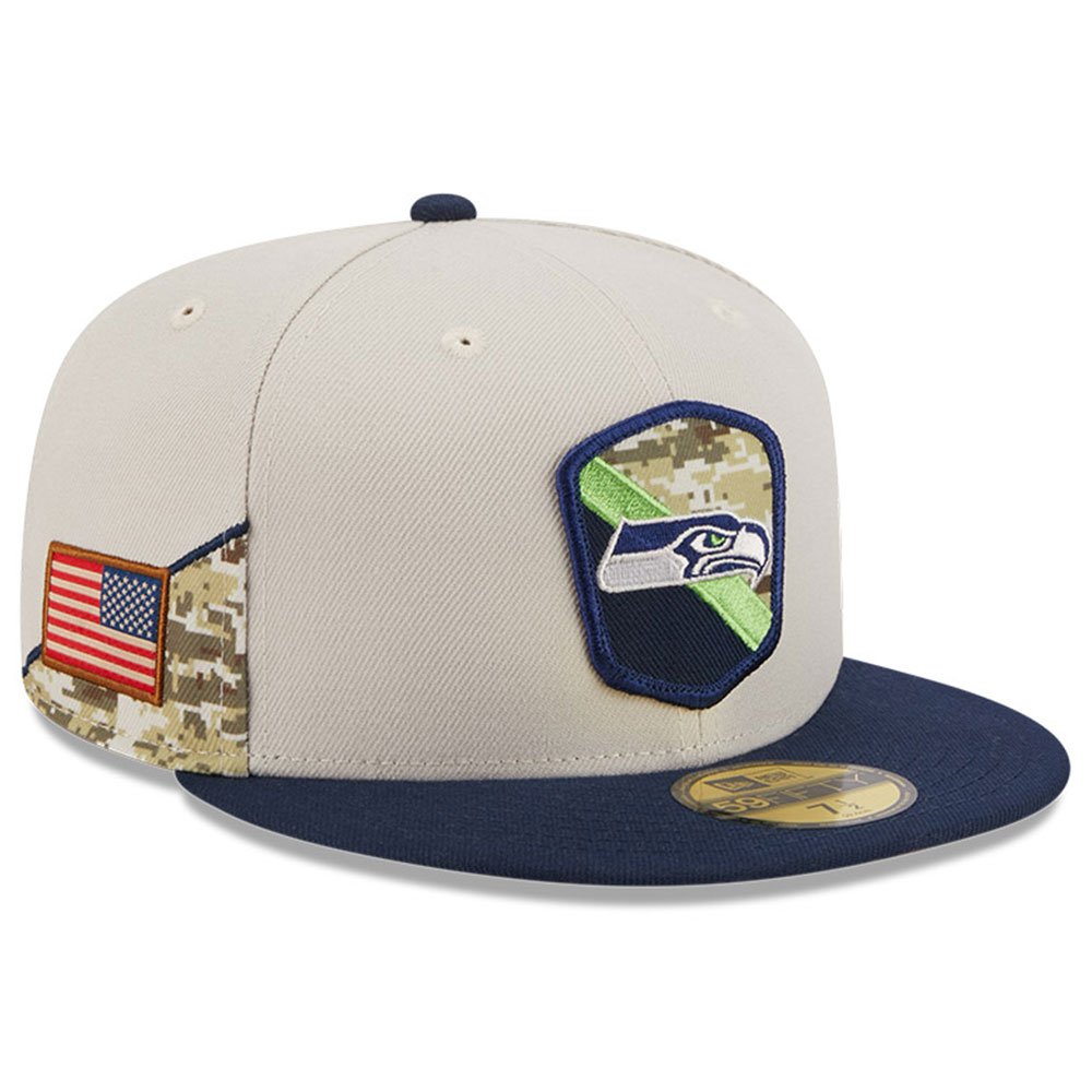 Men's New Era Stone/College Navy Seattle Seahawks 2023 Salute To ...