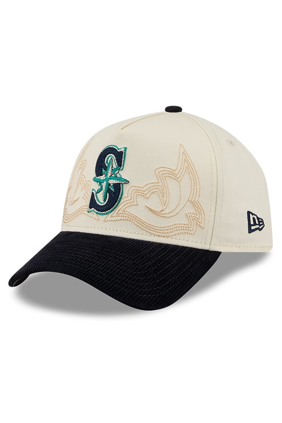 Men's New Era Stone Seattle Mariners Western Stitch 9FORTY A-Frame Adjustable Hat